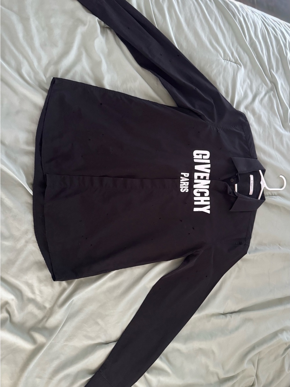 Givenchy Black Button-Up Shirt with White Logo